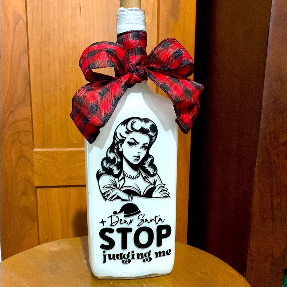 'Dear Santa, Stop judging me' vintage holiday lantern